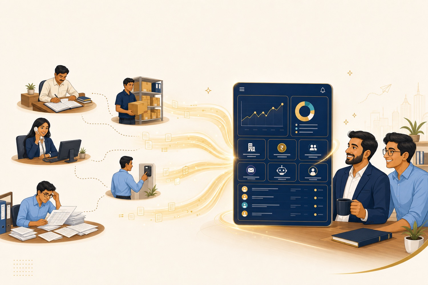 Disconnected office systems unified into one dashboard — Karneeti Consultancy Services